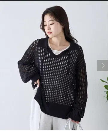 CIAOPANICTYPY 메쉬 카라 부착 스키퍼 니트