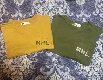 MHL. 포켓 부착 티셔츠 카키와 머스타드 L 사이즈 세트
