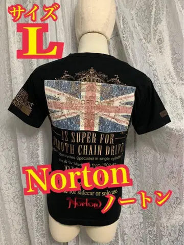 Norton 노턴 반팔 티셔츠 바이커 자수 빅 로고 블랙 L 사이즈