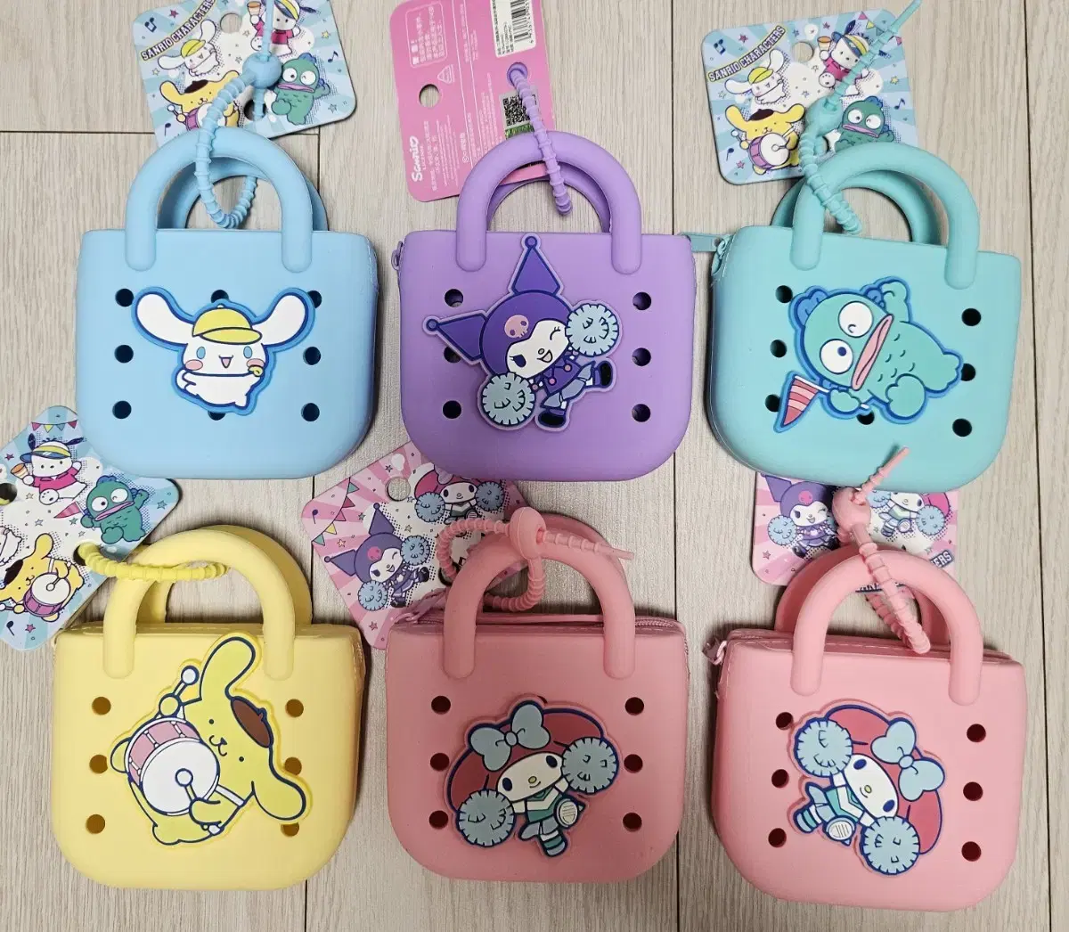 Sanrio Silicone Pouch Bag Charm 10cm Kuromi Cinnamoroll My Melody Hangyodong