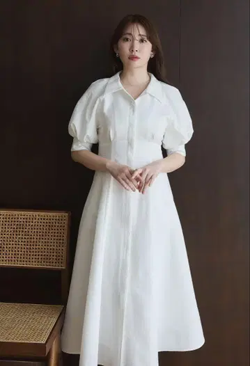 비엔나 볼륨 소매 셔츠 드레스