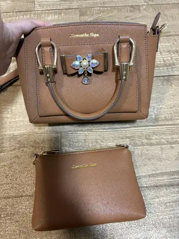사만사 베가 브라운 핸드백 파우치 포함