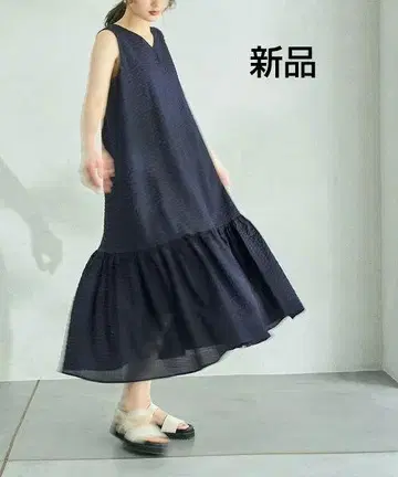 새상품 프린트&무지 티어드 원피스