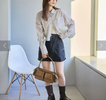 kastane 깅엄 백 리본 셔츠