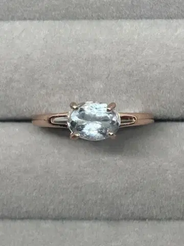 아쿠아 마린 로즈 골드 링