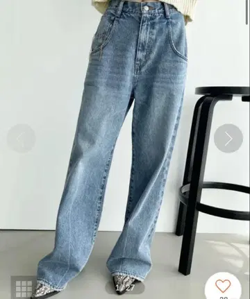 EMODA LOOSE WIDE H/W JEANS (아이스 블루)