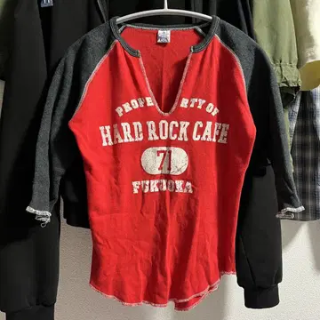 HARD ROCK CAFE FUKUOKA 래글런 티셔츠 7부 소매