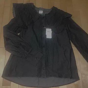 셔링 칼라 다크 데님 셔츠 S