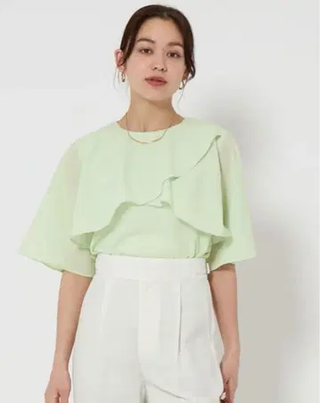 green label Breeze Cool 케이프 블라우스 라임