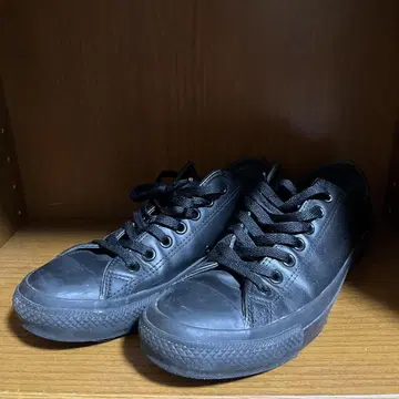 ALL STAR 블랙 가죽 스니커즈 아메카지