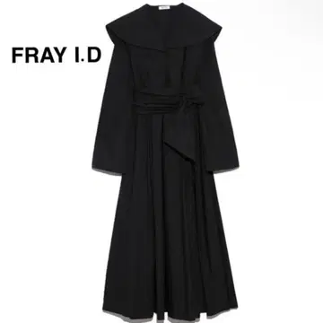 FRAY I.D 케이프 칼라 셔츠 원피스 맥시 길이 블랙 0