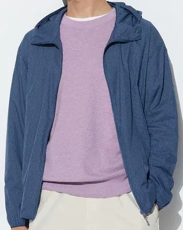 유니클로 포켓형 UV 차단 후드티 체크 긴팔 XL