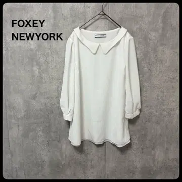 FOXEY NEWYORK 화이트 카라 French D 블라우스 티셔츠