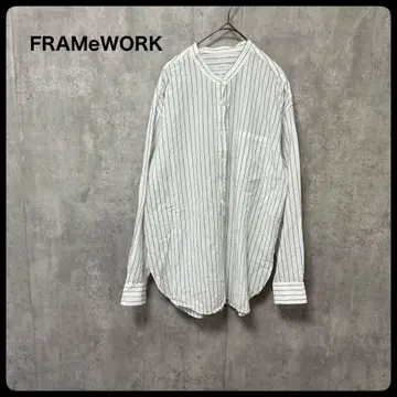 FRAMeWORK 프레임워크 프렌치 린넨 밴드 카라 셔츠