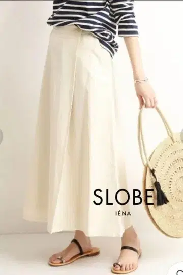 SLOBE IENA 린넨 혼방 롱 랩 스커트 36 화이트 내추럴