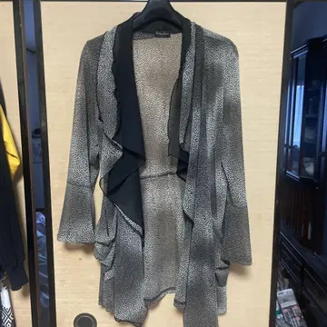 레오파드 무늬 가디건 스타일 자켓