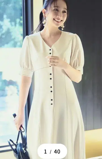 NATURAL BEAUTY BASIC 바이컬러 스티치 원피스