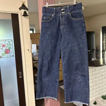 다크 블루 와이드 레그 데님