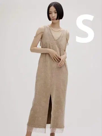 MEDI 2웨이 데님 느낌 레이스 도킹 드레스