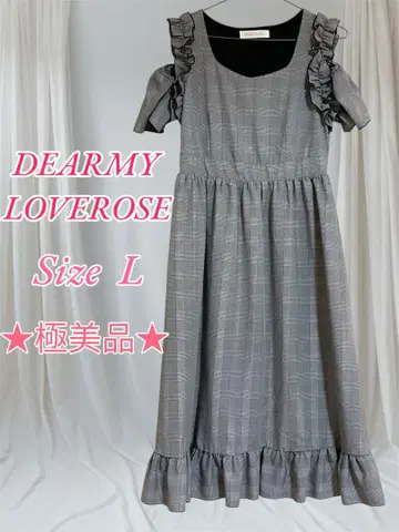 DEARMY LOVEROSE 컨디션 최상 오프숄더 허리 리브 체크 무늬