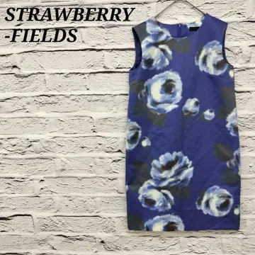 R4509 STRAWBERRY-FIELDS 꽃무늬 슬리브리스 원피스 파랑