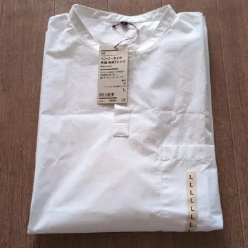 MUJI 헨리넥 반팔 셔츠 L 화이트