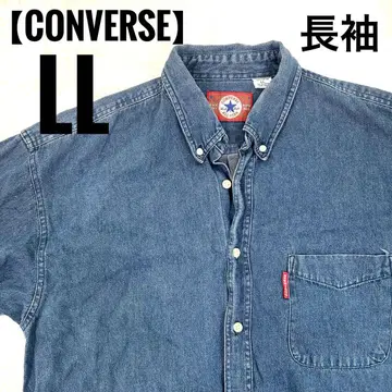CONVERSE 데님 셔츠 긴팔 파랑 빅 사이즈 2XL