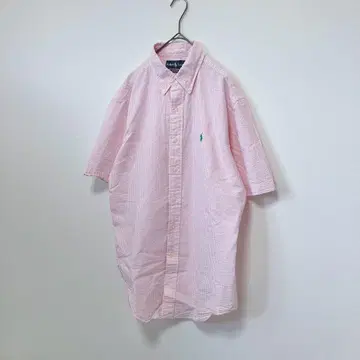 Ralph Lauren 버튼 다운 셔츠 반팔 핑크 클래식 M