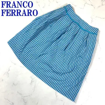Franco Ferraro 미디 스커트 면 깅엄 체크 파랑 1 C5672