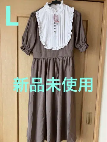 아오키 미사코 시마무라 클레릭 요크 롱 원피스 반팔 브라운 L