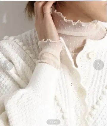 IENA LA BOUCLE 도트 튤 터틀넥 풀오버