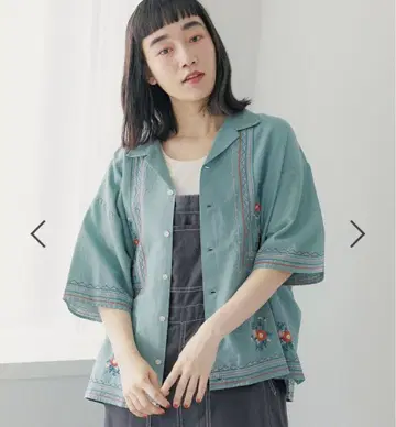 니코앤드 플라워 자수 셔츠 블루
