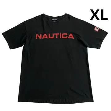 90s USA제 NAUTICA 티셔츠 XL 블랙 레드 로고 노티카