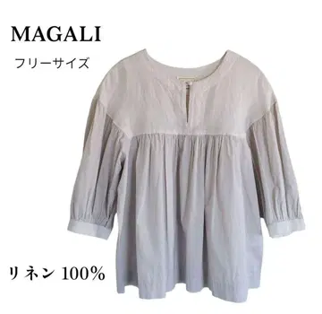 흠이 있습니다 MAGALI 마가리 개더 컷 티셔츠 린넨 100% A 라인