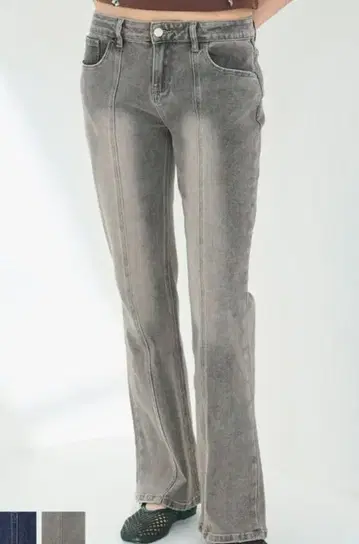 로우라이즈 데님 부츠 컷 팬츠 그레이