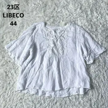23구 LIBECO 린넨 레이스 블라우스 화이트 빅 사이즈 44