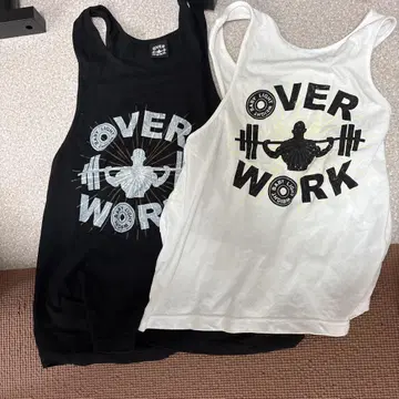 OVER WORK 오버워크 탱크탑 2색 세트 화이트 블랙