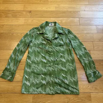 70년대 빈티지! LADIES' FASHION 그린 긴팔 셔츠