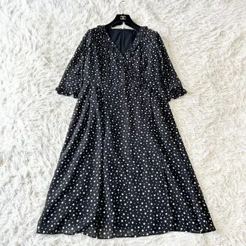 갤러리 비스콘티 7부 소매 카슈쿨 쉬폰 원피스 2 도트 블랙