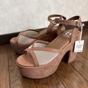 브라운 스웨이드 메쉬 샌들