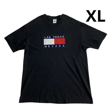Y2K ALSTYLE LAS VEGAS 티셔츠 XL 블랙 벨로아 자수