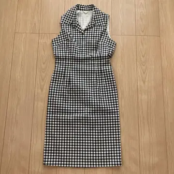 컬 파크 레인 슬리브리스 깅엄 체크 원피스