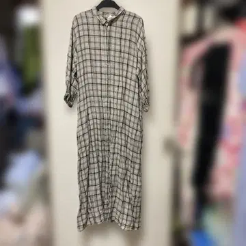 사만사 모스모스 린넨 퍼프 슬리브 셔츠 원피스 베이지