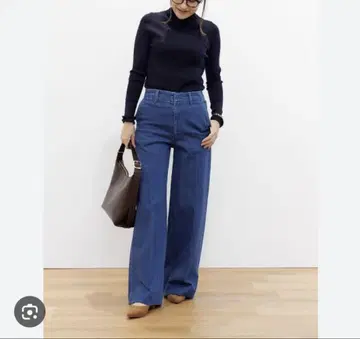 유니클로 와이드 트라우저 데님 블루 S 사이즈