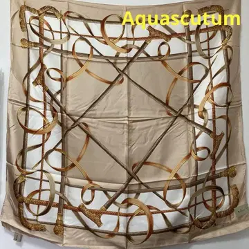 Aquascutum 아쿠아 스큐텀 실크 100% 스카프 미사용 보관품