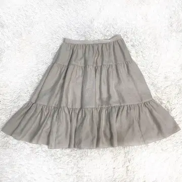 폭시 티어드 플레어 스커트 베이지 40