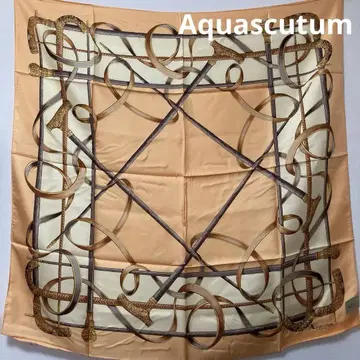 Aquascutum 아쿠아 스큐텀 스카프 실크 100% 미사용 보관품