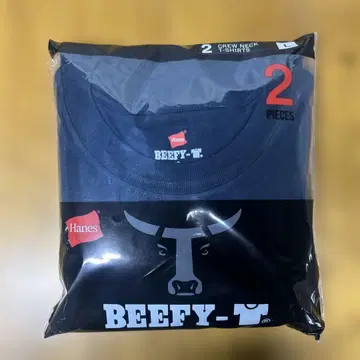 Hanes BEEFY-T 네이비 L 사이즈 2장 세트 티셔츠