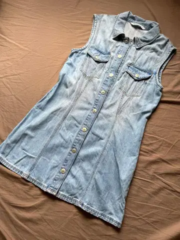 ZARA 데님 슬리브리스 원피스 라이트 블루