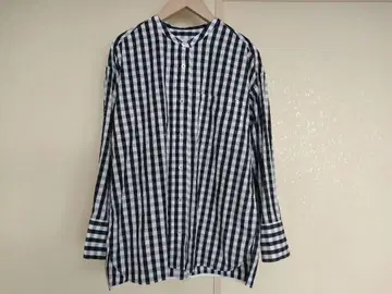 티카 깅엄 체크 밴드 카라 셔츠